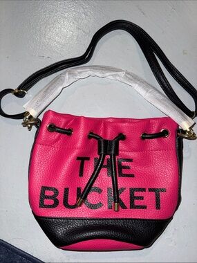 Pink and Black Drawstring Bucket Bag - The Bucket Tote